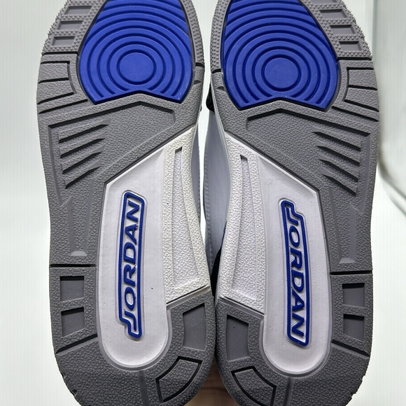 Nike Air Jordan 3 Retro GS Racer Blue White Shoe 398614-145 NWOB and Defects - Picture 7 of 8